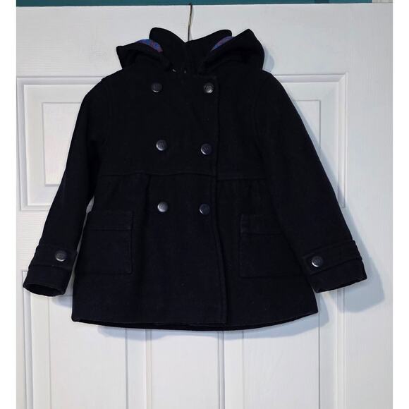 Egg by Susan Lazar Girls Hooded Blue Wool Pea Coat Size 3 - Picture 1 of 6